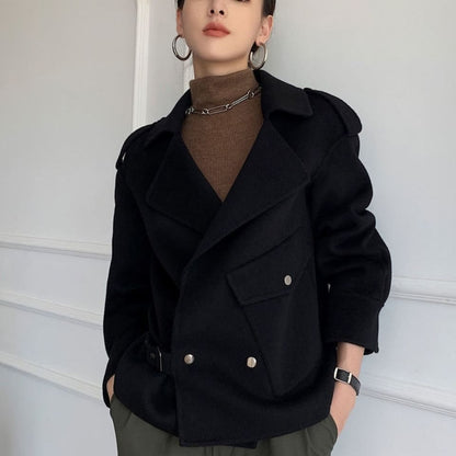 Korean Style Double-faced Woolen Goods Cashmere Coat