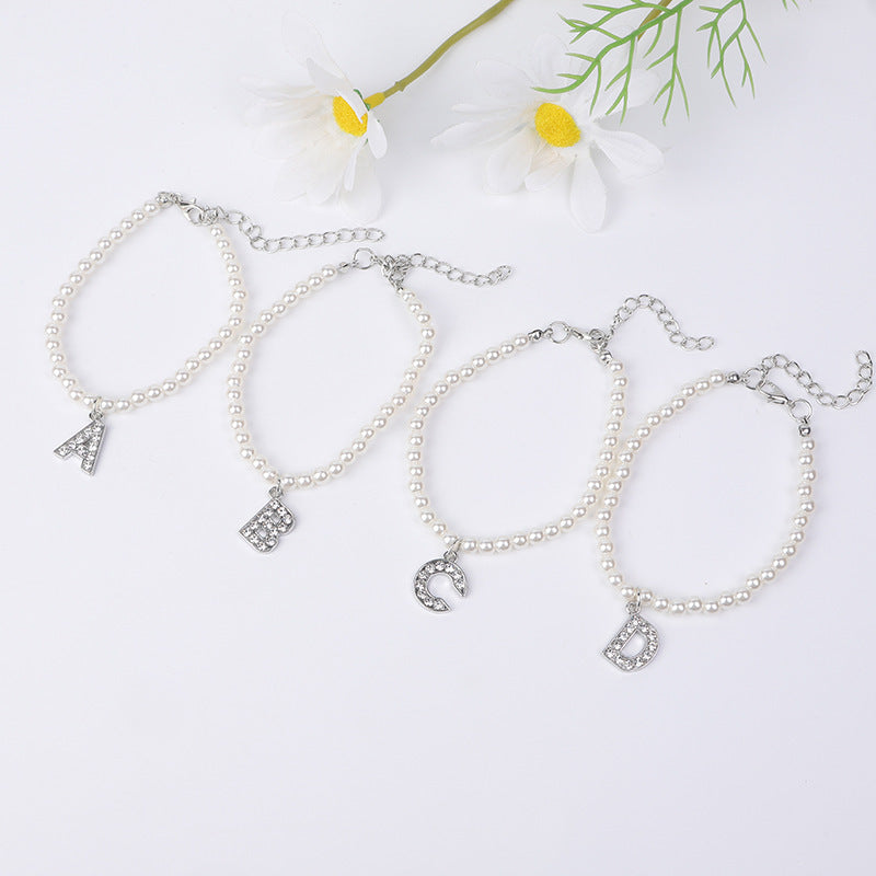 Bracelet Women's Simple Pearl English Letters